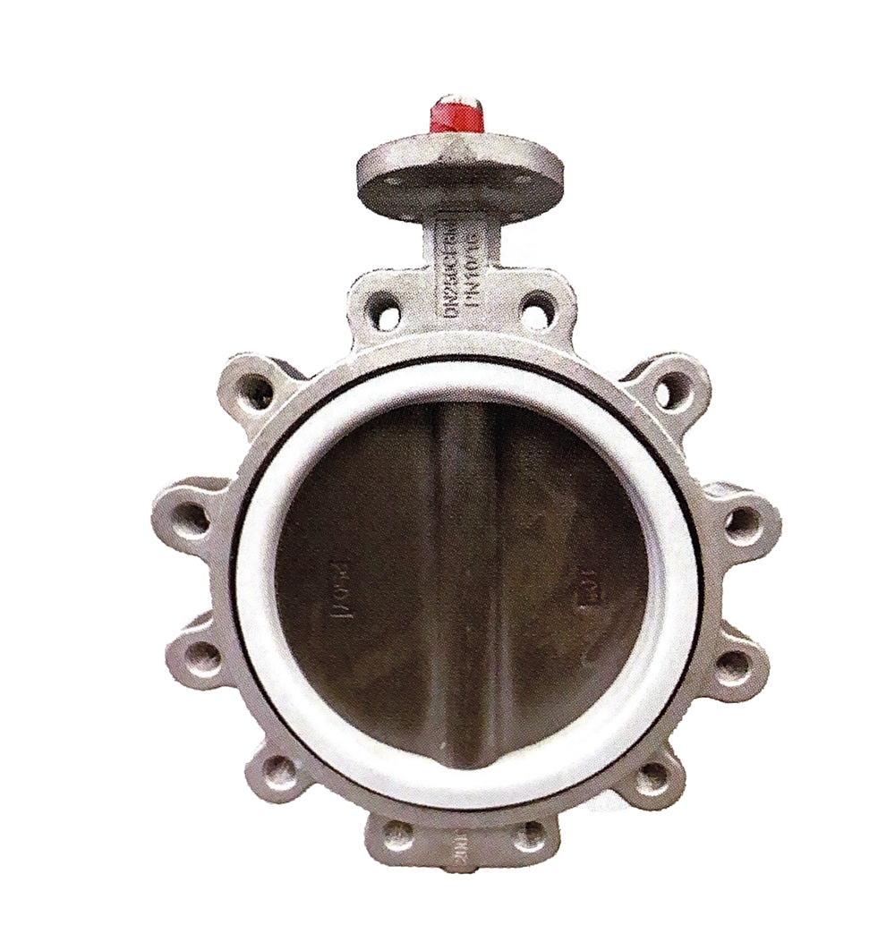Stainless steel marine protruding ear lined fluorine butterfly valve